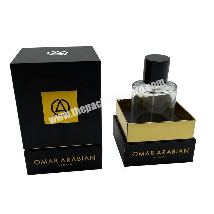 Luxury 30ml 50ml 100ml Bottle Custom Size Oil Bottle Packaging Lid and Base Boxes Gold Logo Black White Luxury Perfume Box