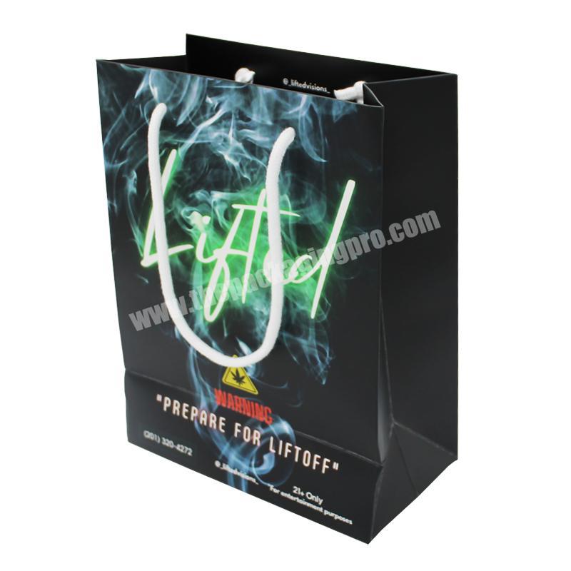 Luxury Black Customised Printed Custom Logo Paper Party Gift Bags with Ribbon Handles