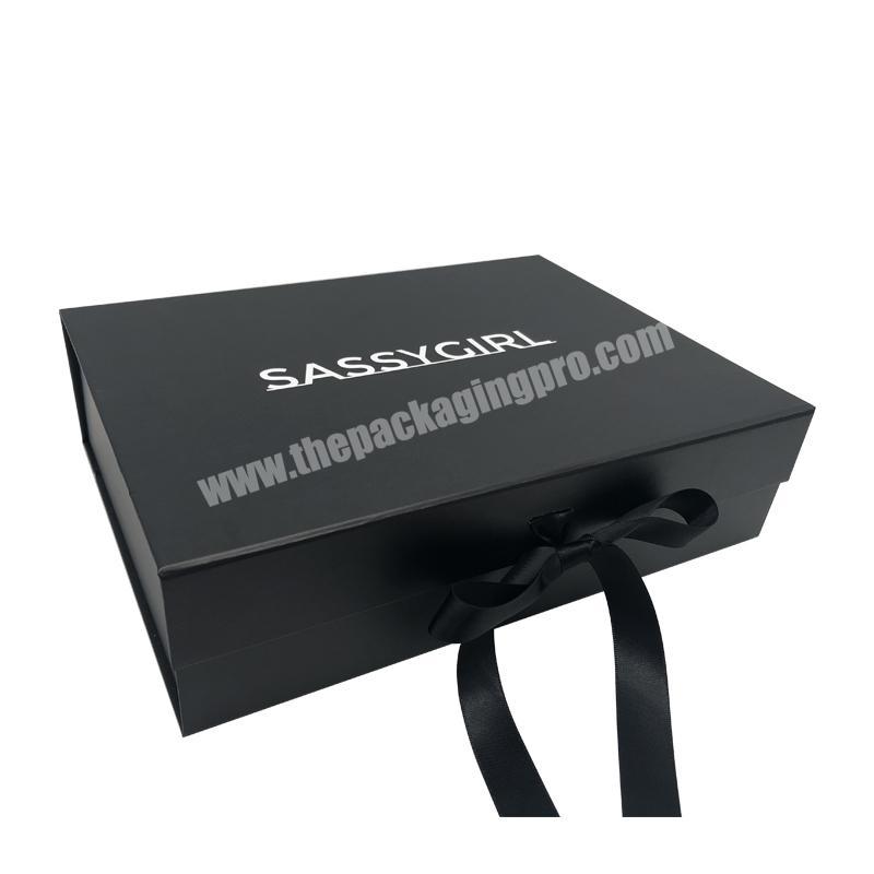 Luxury Black Matte Cardboard Magnetic Folding Boxes Custom Logo Gift Packaging Magnetic Board Folding Box