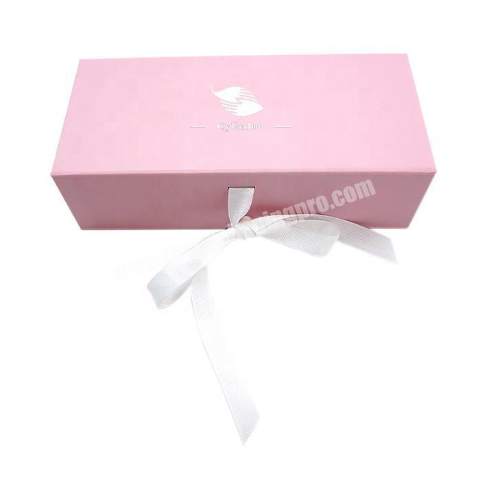 Luxury Cardboard Rigid Matt Collapsible Custom Printed Logo  Magnetic Closure Folding Gift Box with Ribbon
