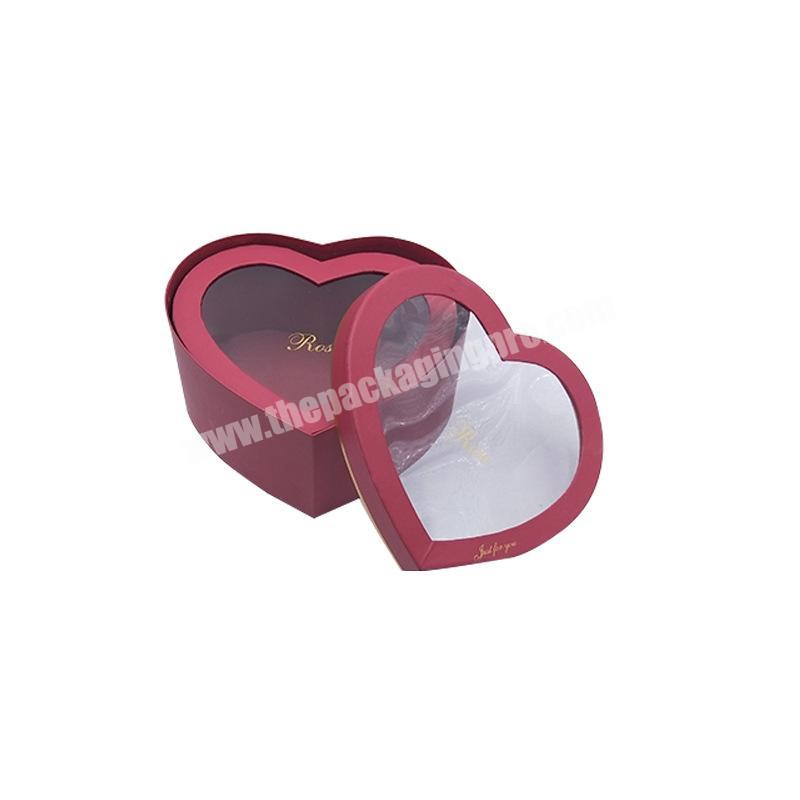Luxury Clear flower Paper Box I Love You heart Shaped Flower Packing Box