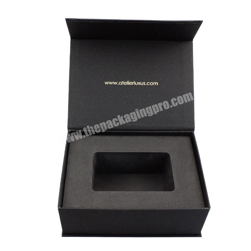 Luxury Custom Logo Book Style Black Sponges Magnetic Jewelry Boxes Rigid Paper Packaging Gift Box With Magnet Closure