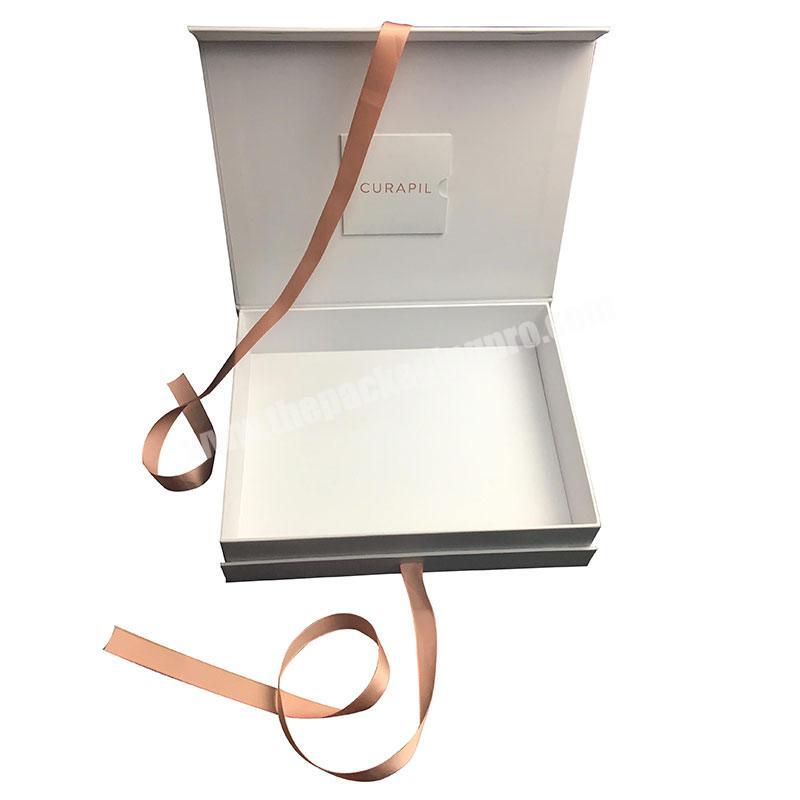 Luxury Custom Logo ClothingCosmetics Packaging Box Magnetic Gift Box jewelry box with Ribbon