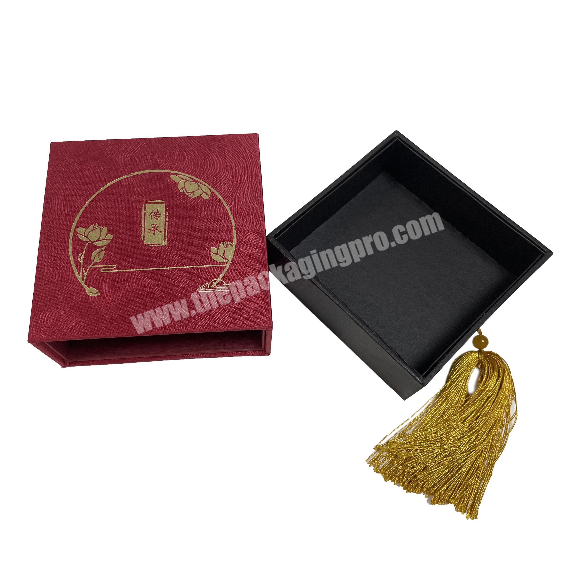 Luxury Custom Logo Hot Stamping Black Packaging Box Drawer Gift Box Packaging Boxes With Handle