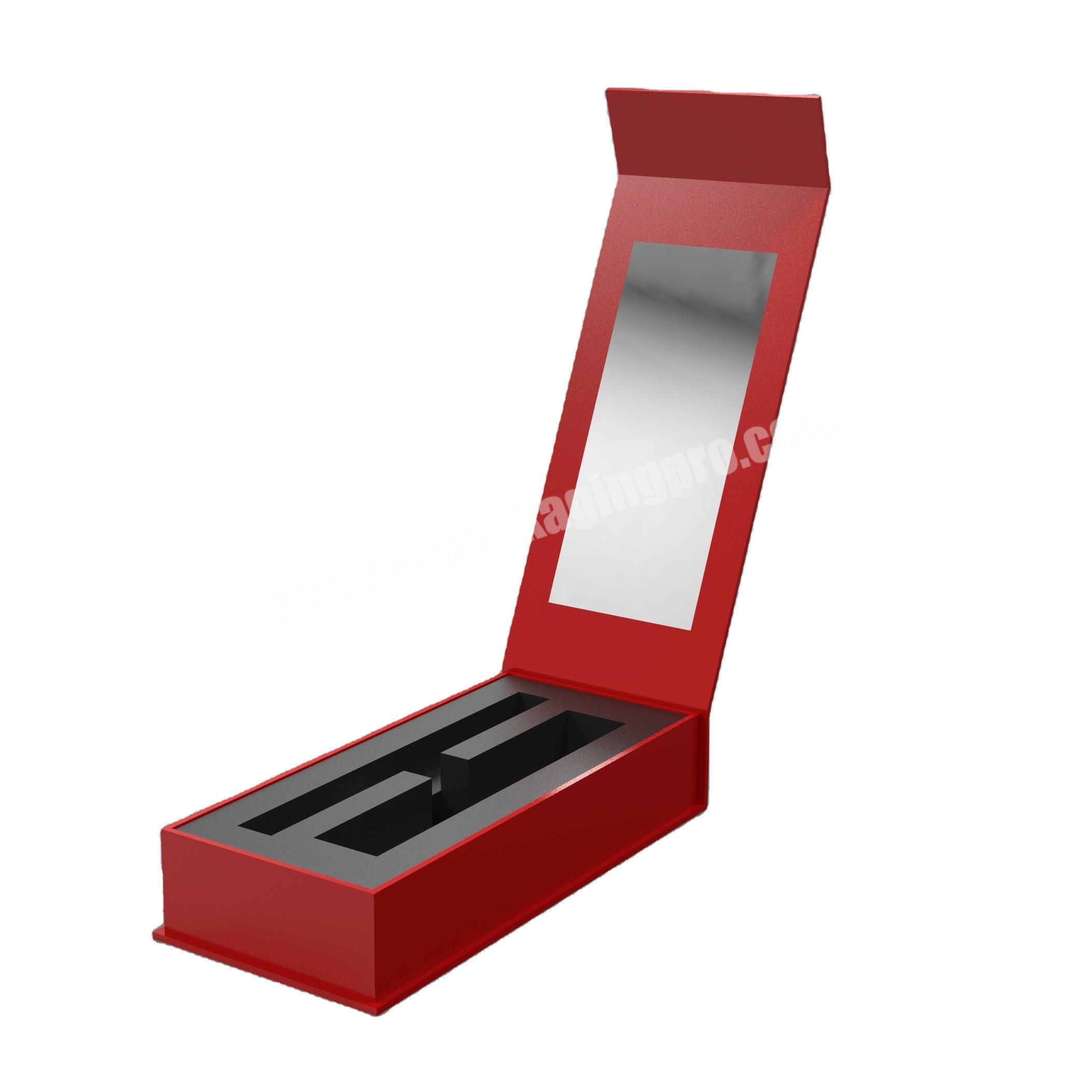 Luxury Custom Logo Rigid Cardboard Packaging Box With Mirror Magnetic Closure Folding Gift Box