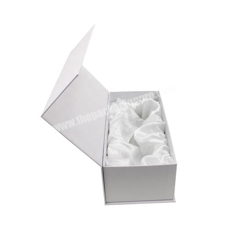 Luxury Eco Friendly Custom White Book Shape Hard Perfume Magnetic Gift Paper Box Satin Wine Magnetic Gift Boxes
