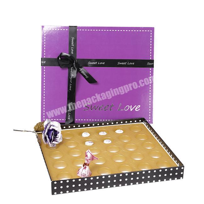 Luxury Elegant Cookies Packaging Gift Box Dividers Custom Chocolate Truffle Boxes Black Chocolate box for truffles