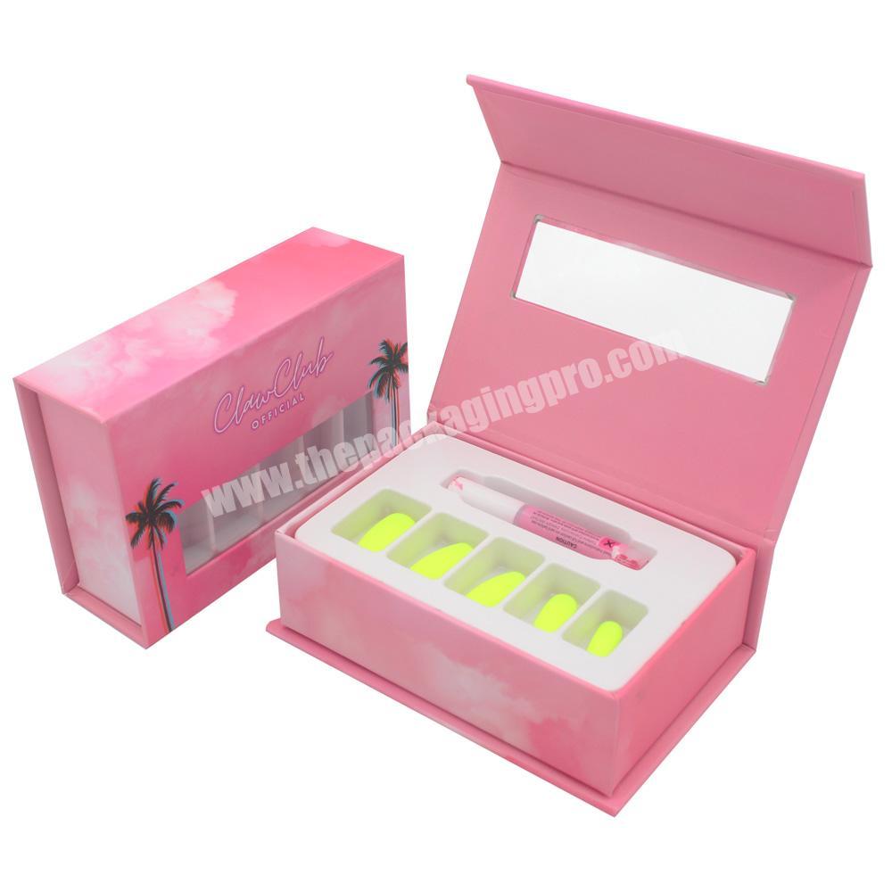 Luxury Empty Pink Nails Tip Box Packaging Custom Logo