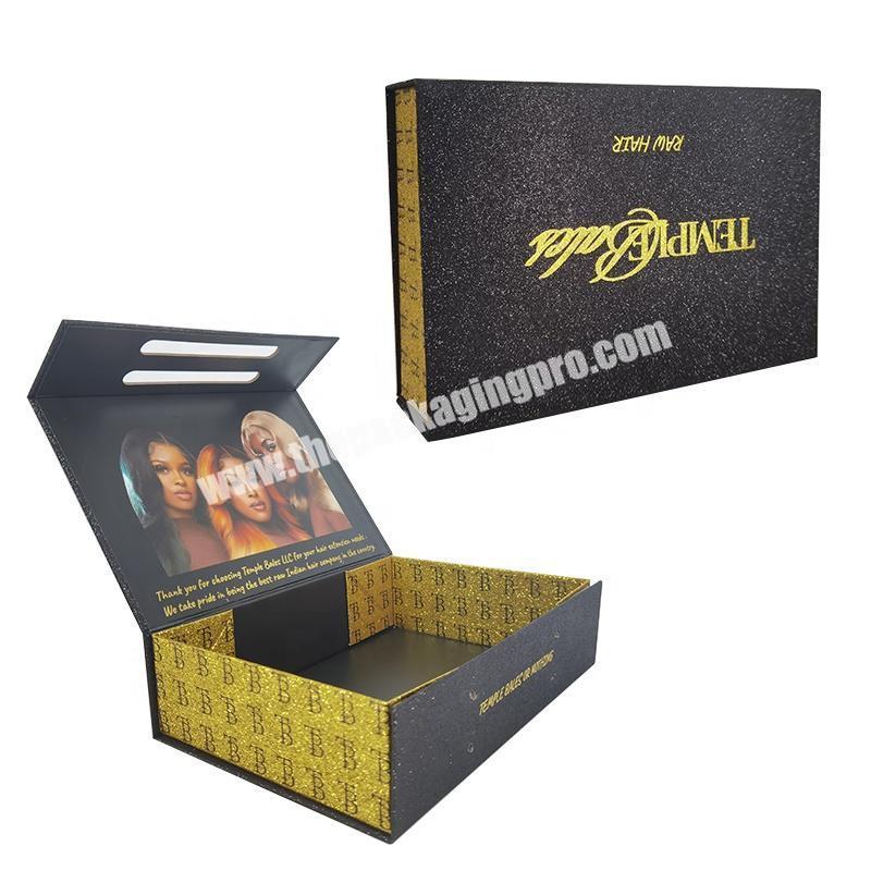 Luxury Folding Cardboard Book Box Wig Gift Box Storage box Custom Logo with Ribbon
