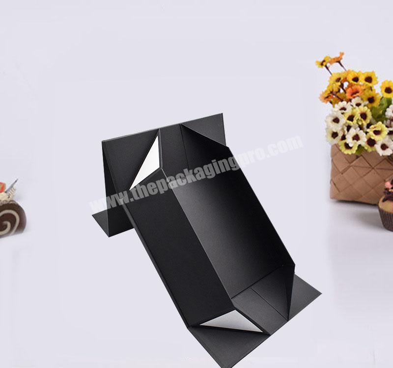Luxury Gift Box Cardboard Folding Box Black Book Shaped Rigid Custom Flip Magnetic Gift  Box