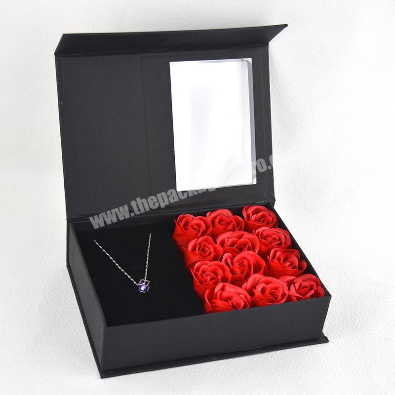 Luxury Gift Box Custom Packaging Flip Soap Flower Jewelry Immortal Rose Gift Box Mother Valentine's Day Flower Gift Box