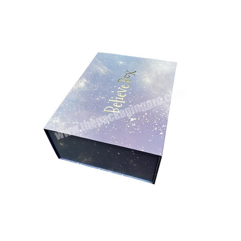 Luxury Paper Box Purple Foldable Shaped Rigid Cardboard Folding Gift Boxes Customized Print Paper Magnetic Closure Gift Box