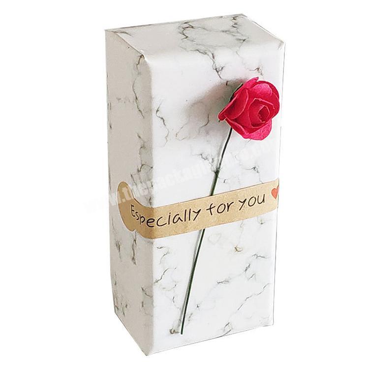 Luxury Portable Rectangular Rigid Cardboard Jewelry long stem roses box packaging