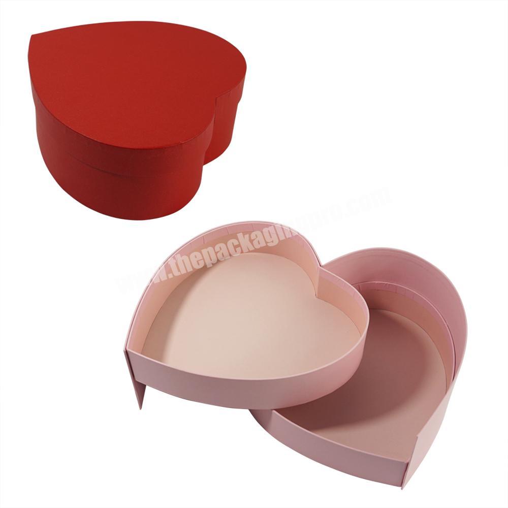Luxury Red Paper Cardboard Heart shaped Double layer Rotating Flower Valentine's Day Surprise Gift Box Wedding Flower Gift Box