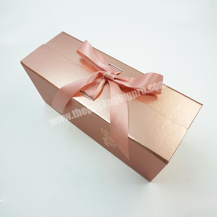 Luxury Rose Gold  Foldable Magnetic Storge Gift Box With Ribbon Wholesale Magnetic Gift Box Dubai