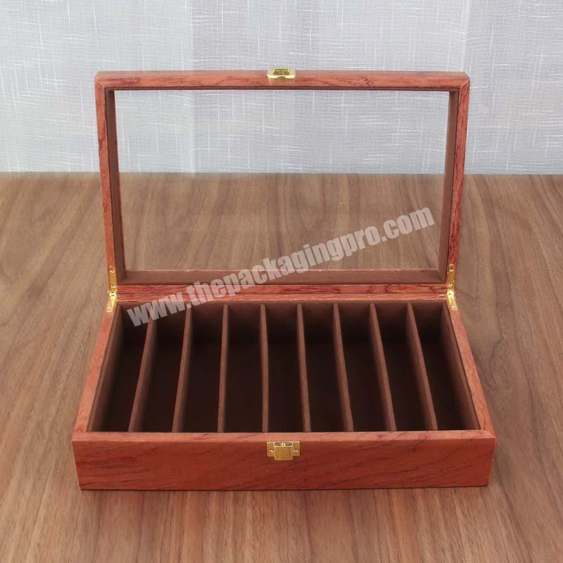 Luxury Sandalwood Grain Gift Box With Lid Earrings Ring Collection Box Jewelry Display Box With mirror