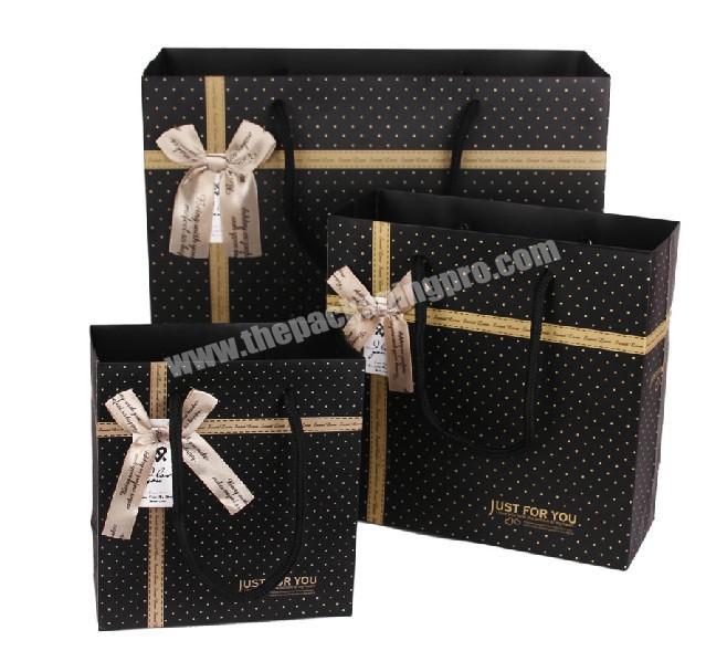 Luxury Style Different Types Black Shopping Paper Bag For Clothing