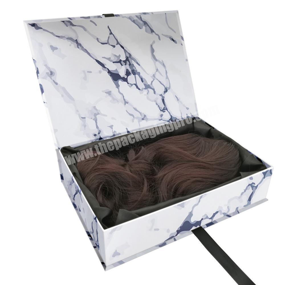 Luxury White Packaging Marble Wig Boxes Custom Logo