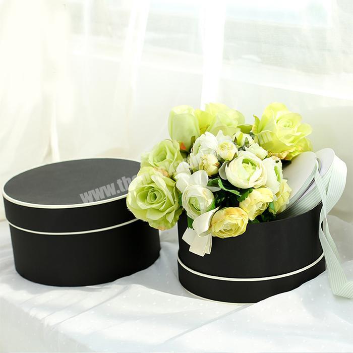 Luxury black flower tube round cardboard box wholesale