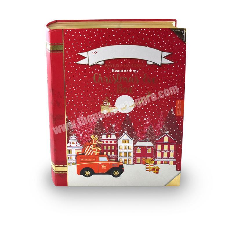 Luxury custom logo paper book shape magnetic Christmas gift packaging box