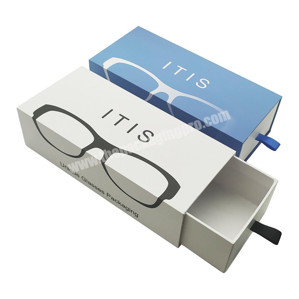 Luxury custom logo printed slide drawer paper cardboard eyewear sun glasses case eyeglasses box sunglasses packaging