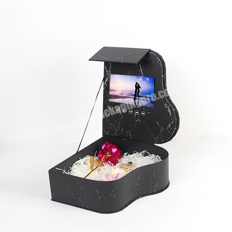Luxury custom paper cardboard piano shape video flower gift packaging box Valentine's Day Wedding birthday gift box