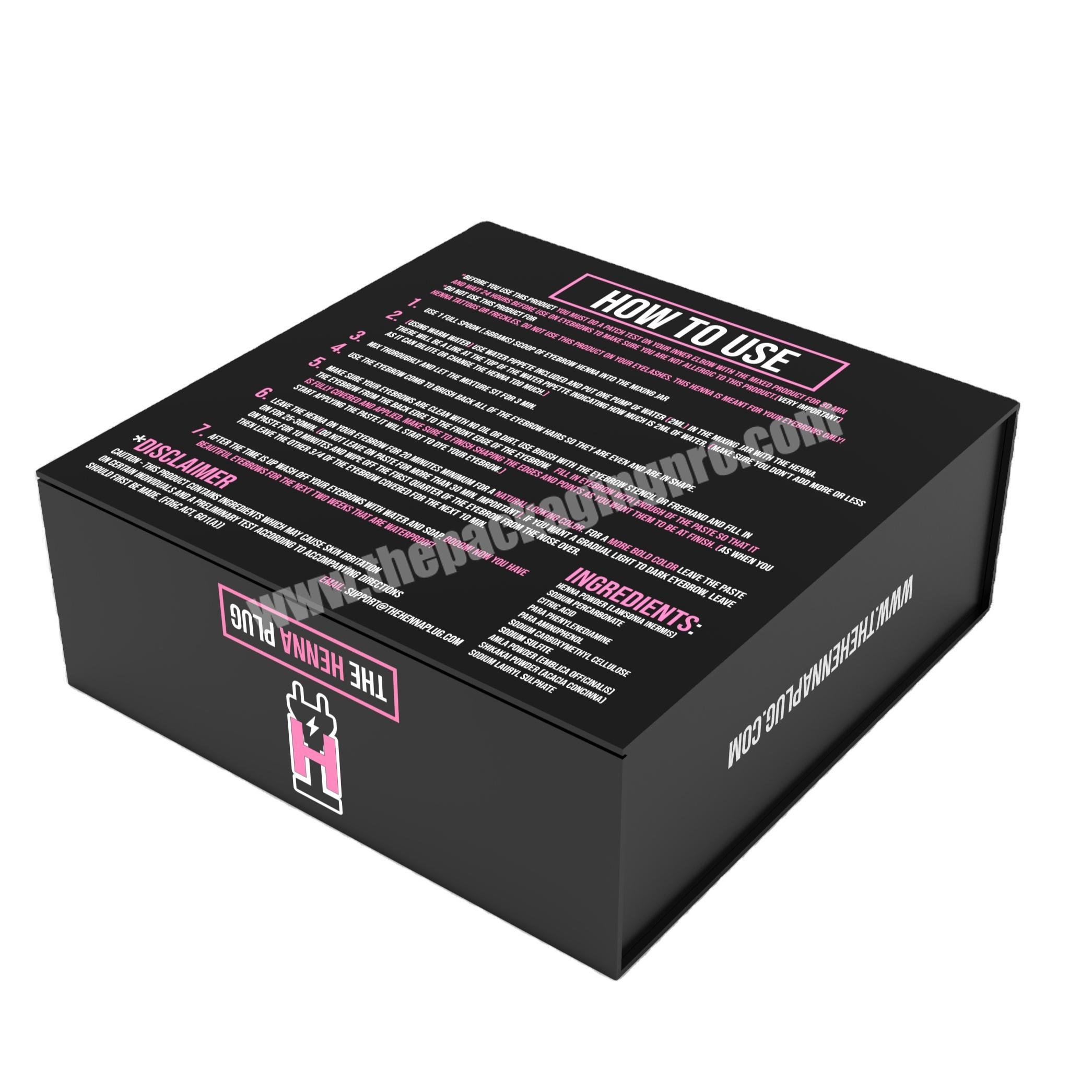 Luxury custom printed  black magnetic closure flap elegant paper packaging gift boxes