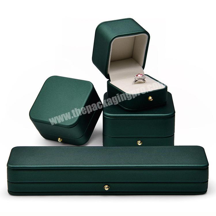 Luxury dark green jewelry necklace gift box silk leather wedding jewelry box small necklace bracelet ring earring packaging box