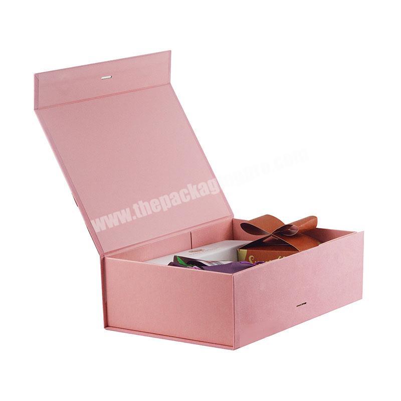 Custom printing luxury pink flocking fabric bridesmaid proposal gift hamper box