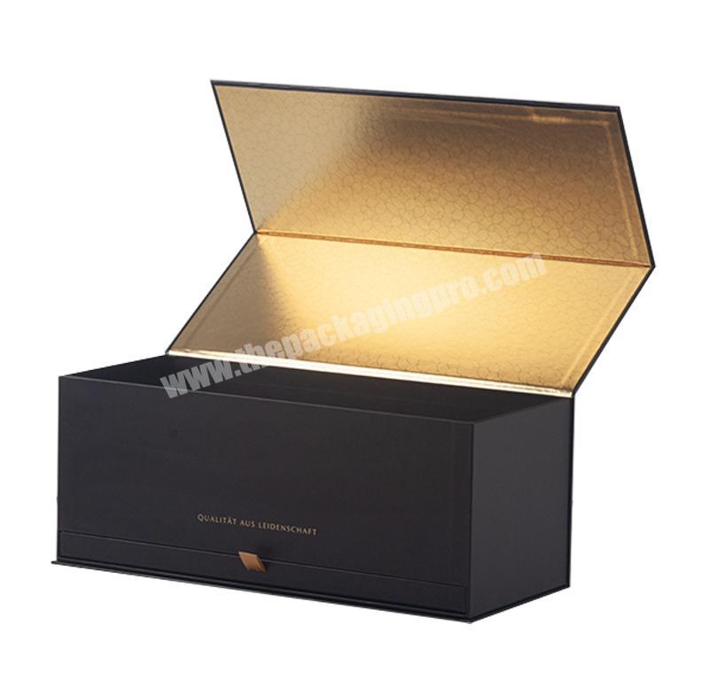 Luxury foil printing wine champagne chocolate box with truffle insert gold paper packaging for products wedding ceremony gift