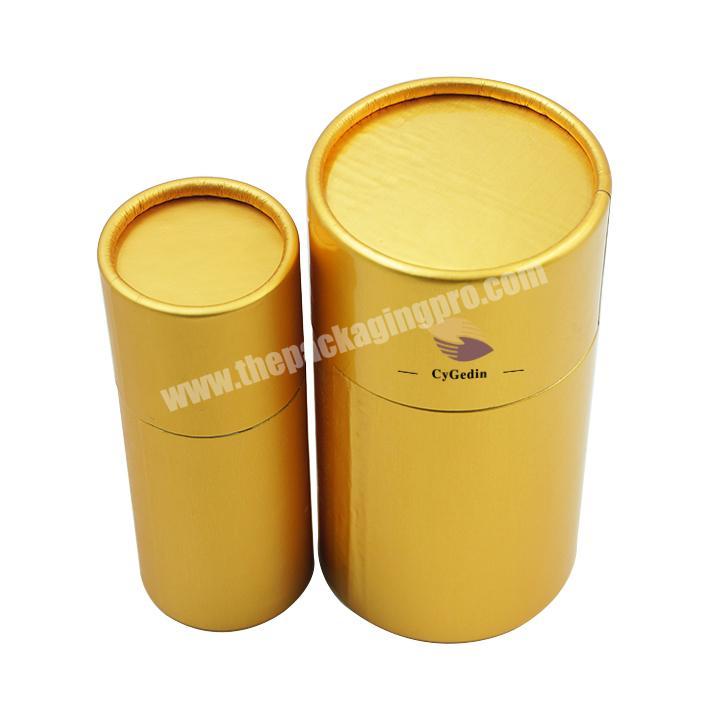 Luxury gold cardboard cosmetic cylinder packaging round box paper gift box paper tube cylinder wine bottle packaging