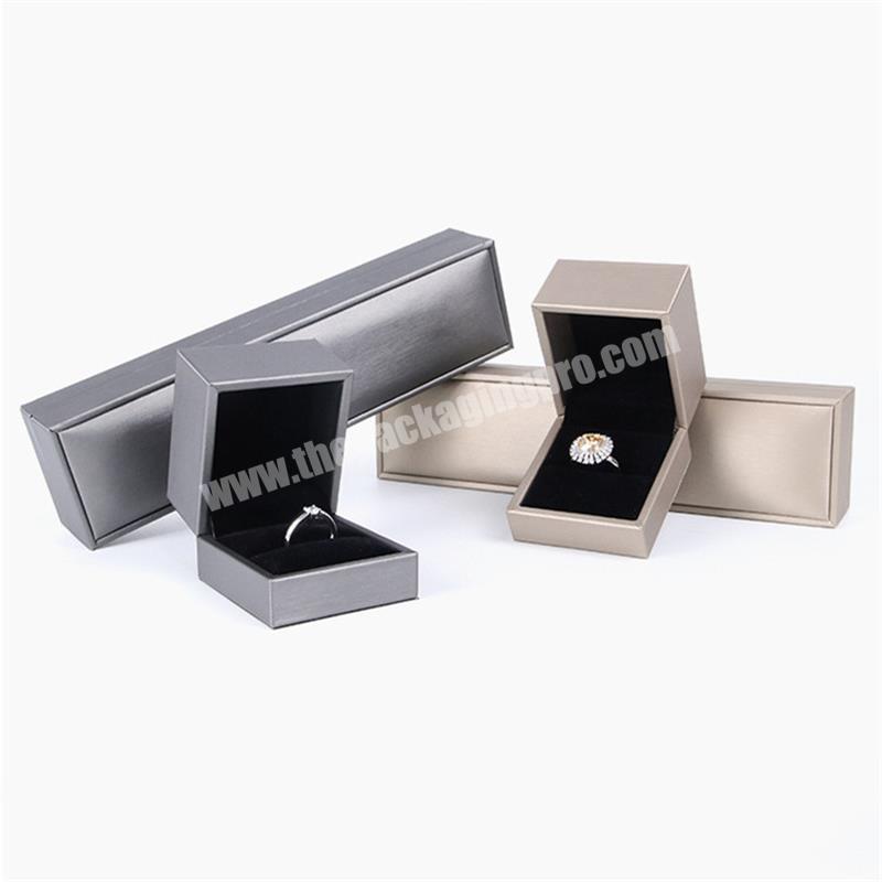 Luxury hard faux  leather jewelry ring necklace chain gift packaging boxes personalized pu leather bracelet earring set box