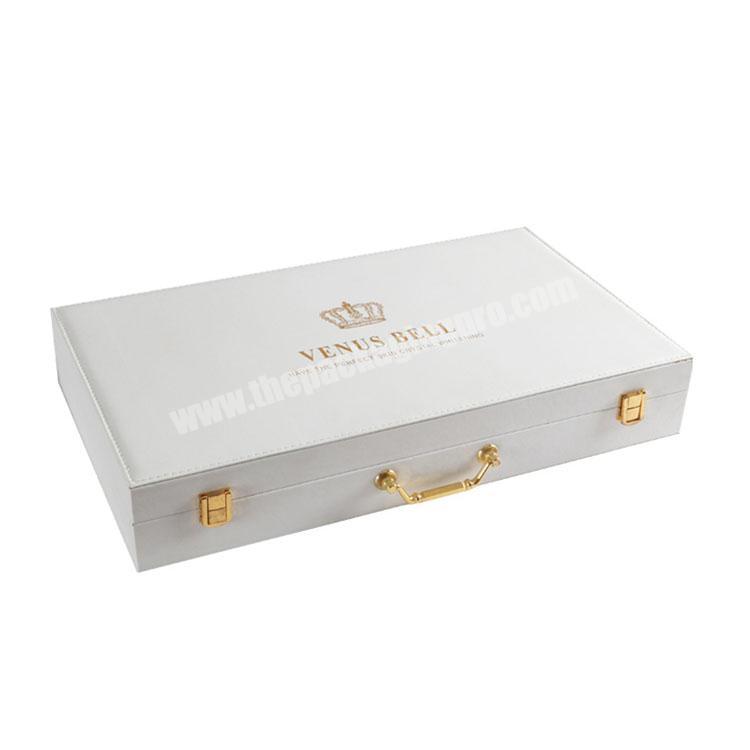Customized freeze-dried powder leather packaging box high-end cosmetics wooden gift box logo hot stamping color printing