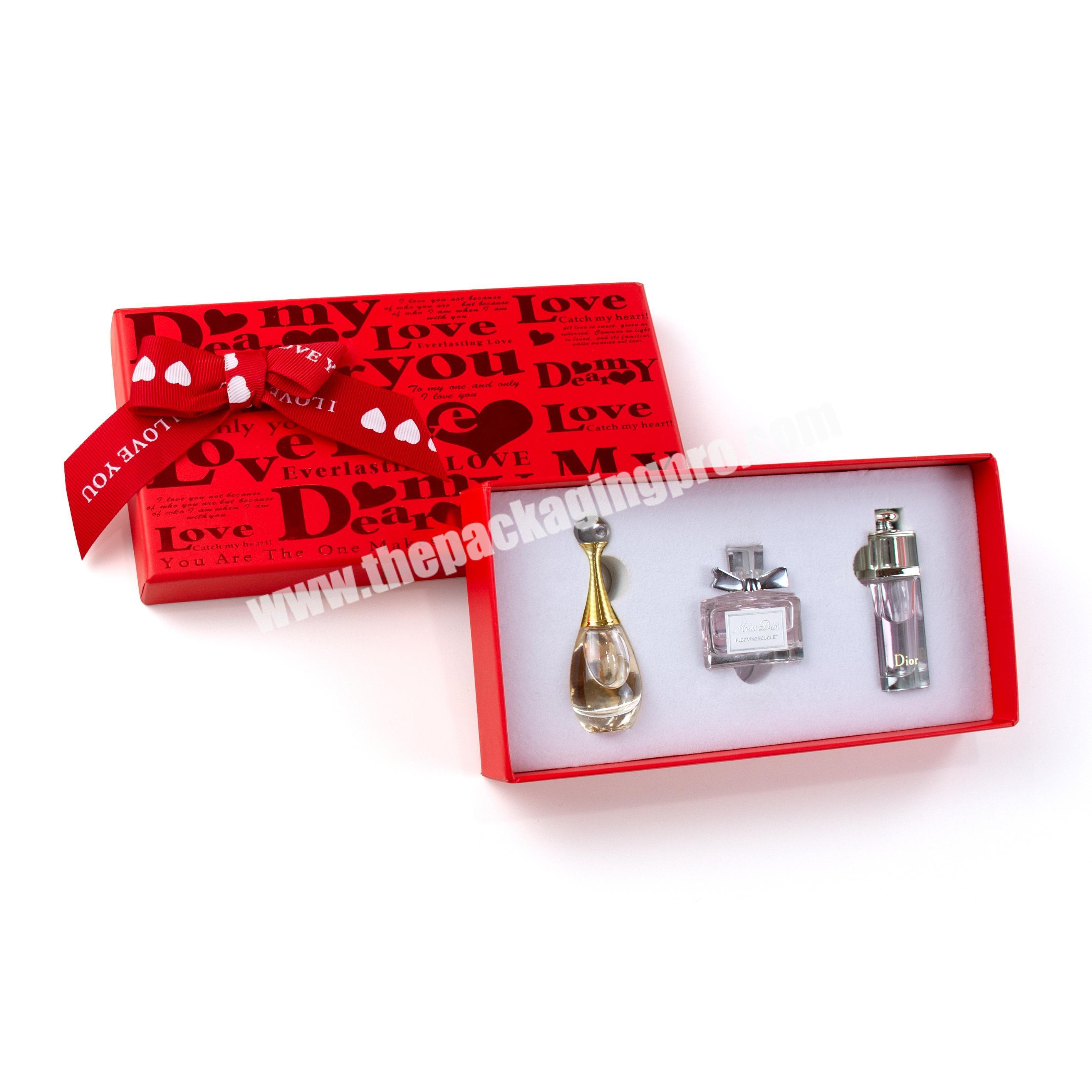 Luxury red paper gold hot stamping 10ml perfume bottle set gift packaging box roll perfume packaging box with foam insert