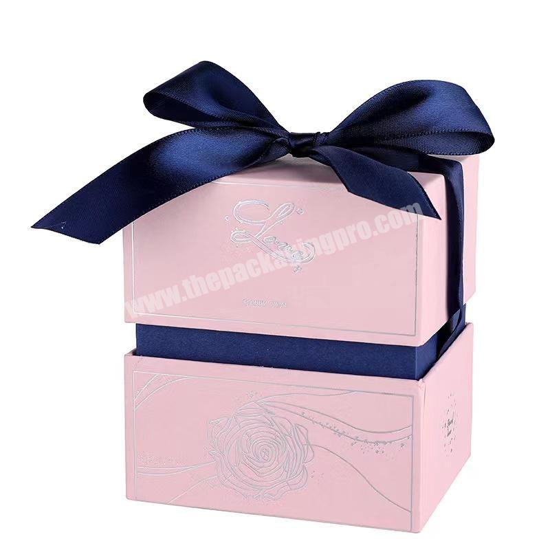 Luxury small pink cute baby shower packaging paper carton custom printed party favor door gift wedding candy box