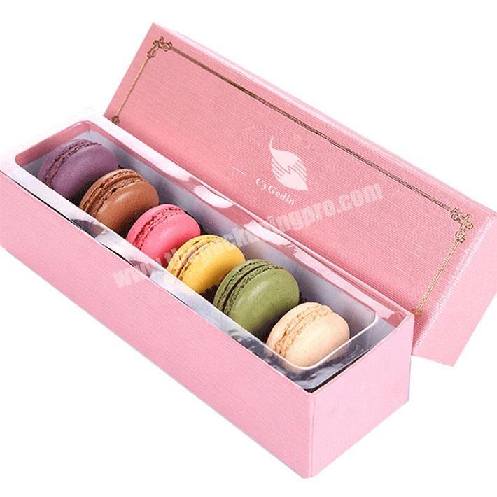 Macaroon Packing Boxes with Clear Window Bulk Buy from China Custom Printed Premium Pink Paperboard Embossing Accept,accept