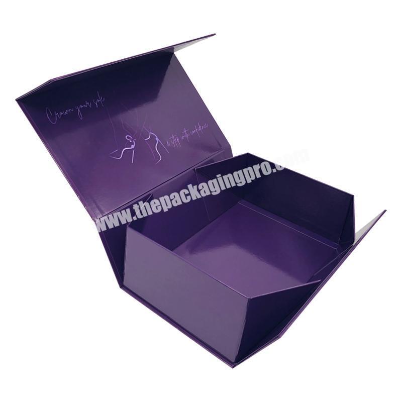 Magnetic Folding Women Shoe Box Cosmetic Heel Sandals Boxes Gift Cloth Customize Logo Cardboard Purple Packaging for High Heels