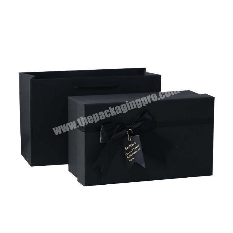 Manufacturer Business Lid Gift Box Black Bow Square Massager Gift Box Birthday Wrap Gift Box