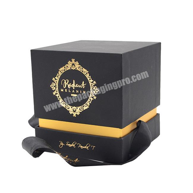 Manufacturer Custom printed luxury candle jars box printing candle packaging boxes black Hard Cardboard Candle Box For Gift
