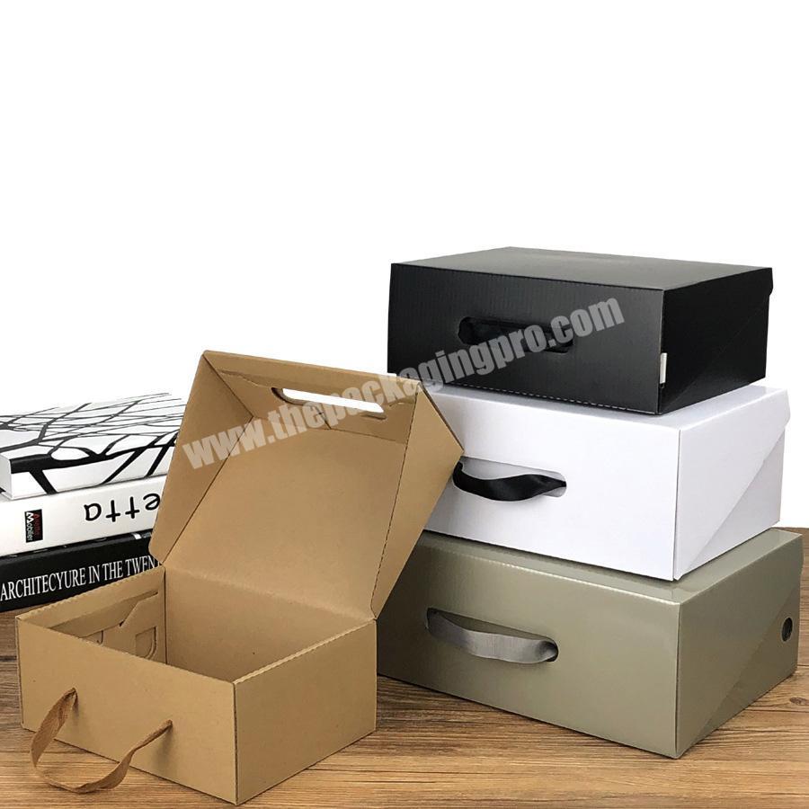Manufacturers wholesale portable corrugated paper baby children shoe packaging box folding kraft paper shoe storage carton box