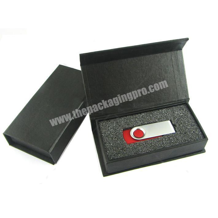 Matt Black Recyclable Cardboard USB Drive Packaging Paper Box Custom Logo