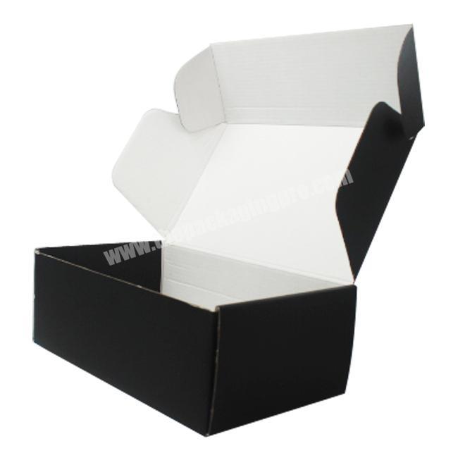 Matte Black Folding Mailer Packaging Box Flat Shipped Black Garment Carton Box Corrugated black postal boxes