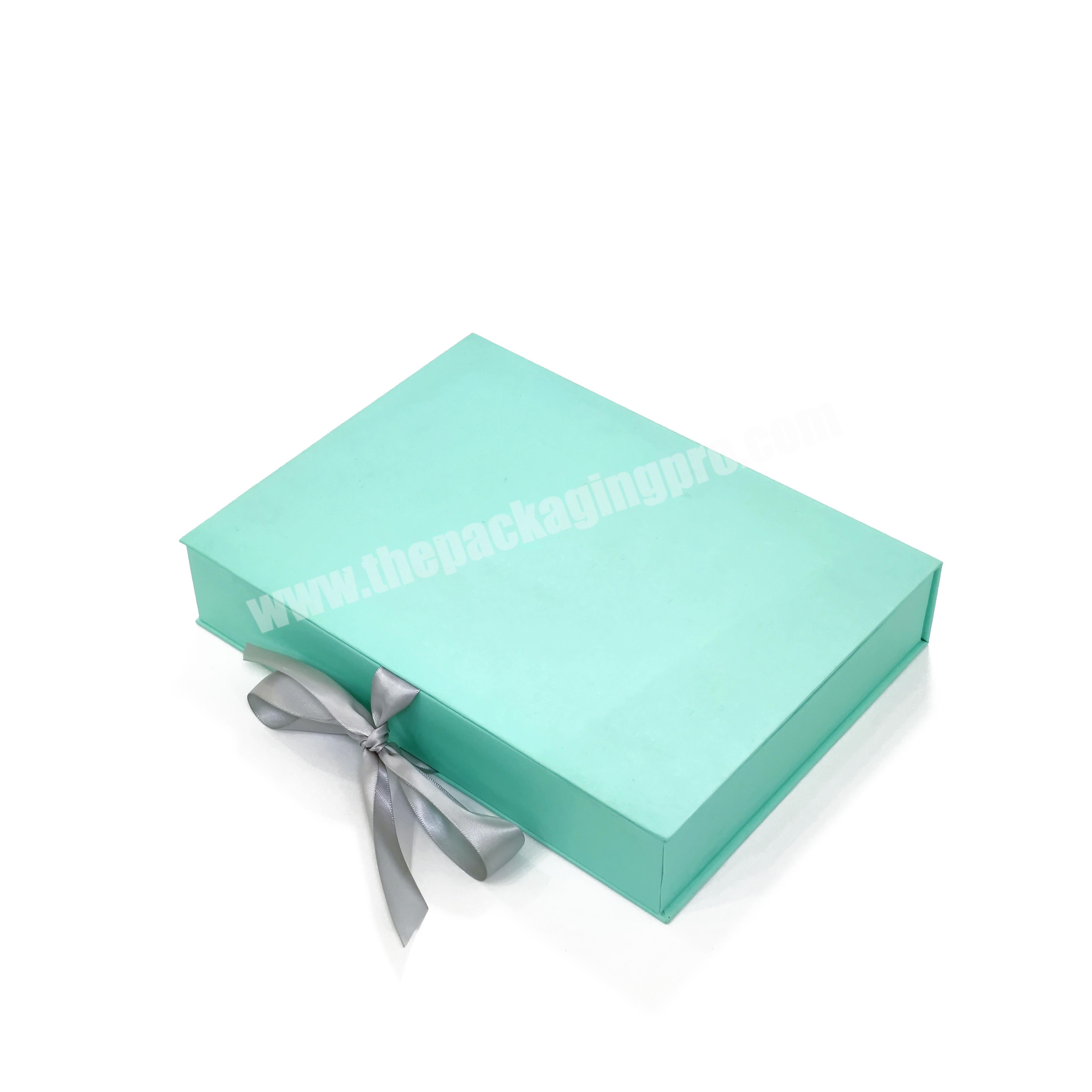 Matte Lamination Square Luxury Magnetic Folding Boxes Clothes Cardboard Paper Gift Box Packaging With Ribbon