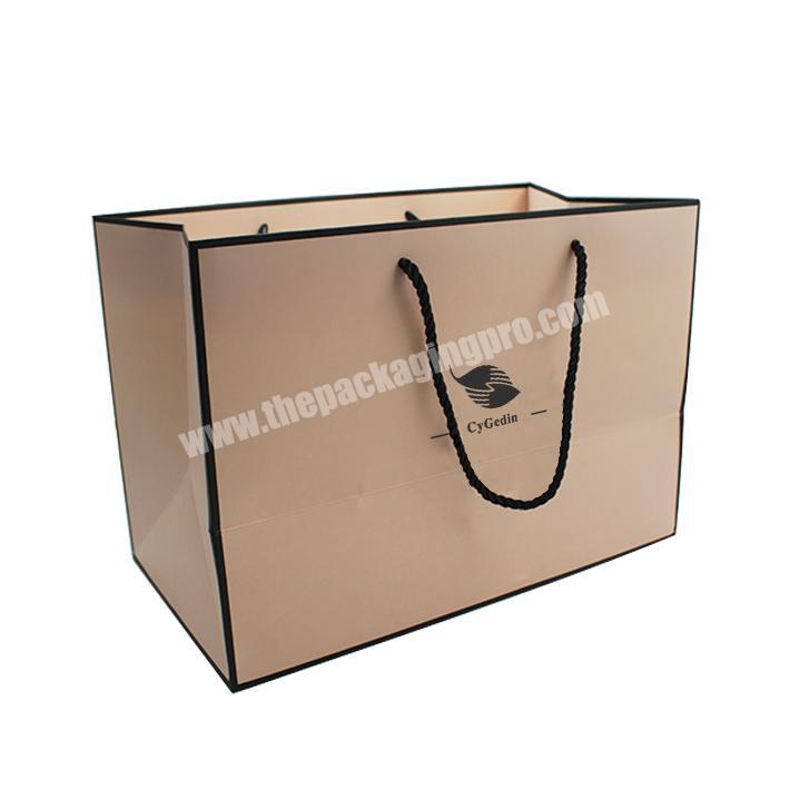 New Gold Logo Hot Foiled Stamping  Matt Kraft Paper Bag With  Rope Handles Boutique shopping bags