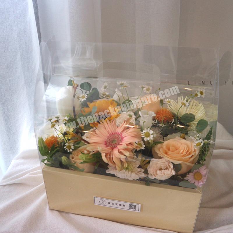 New Portable Flower Cake Gift Box Transparent Plastic Mother's Day Fruit Flower Packaging Box Paper Base Flower Arrangement Box