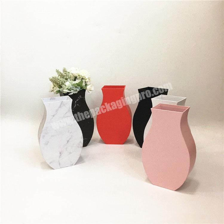 New arrival customize cardboard vase shaped wedding flower packaging box marble printing paper wedding flower arrangement box
