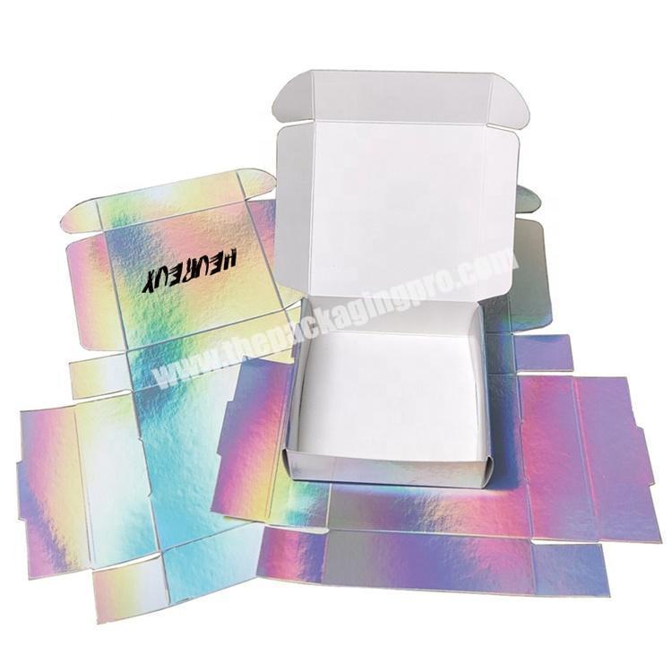 Custom logo printing holographic corrugated paper carton apparel beauty shipping packaging gift box hologram