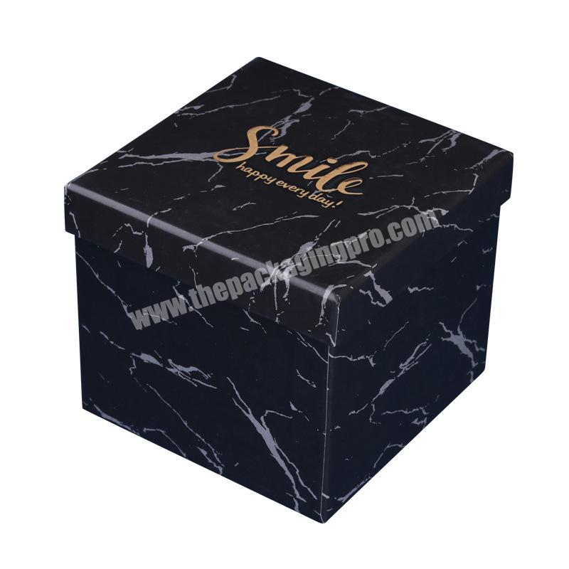 Nordic simple marble box bronzing gift box paper  gift box custom logo