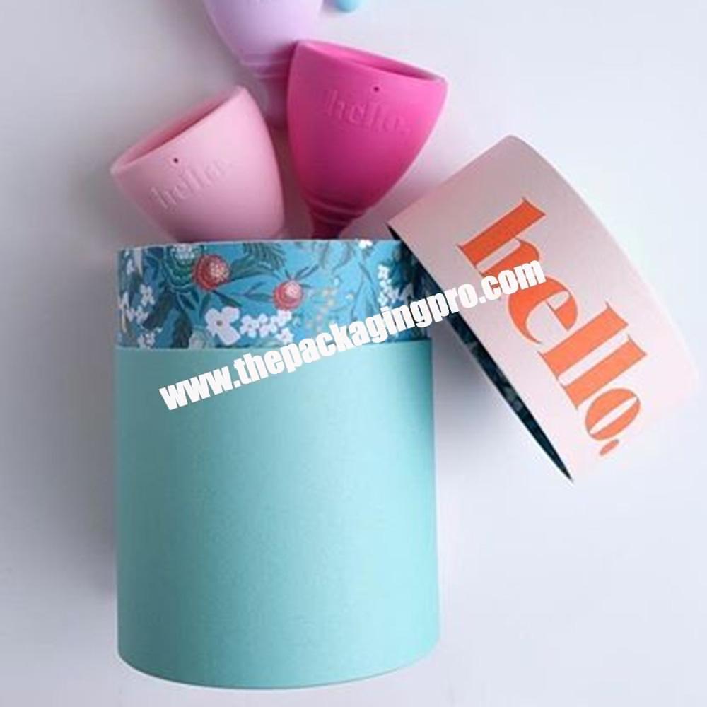 OEM Brand Logo Menstrual Cup Packaging Round Shape Tube Cylinder Gift Paper Box