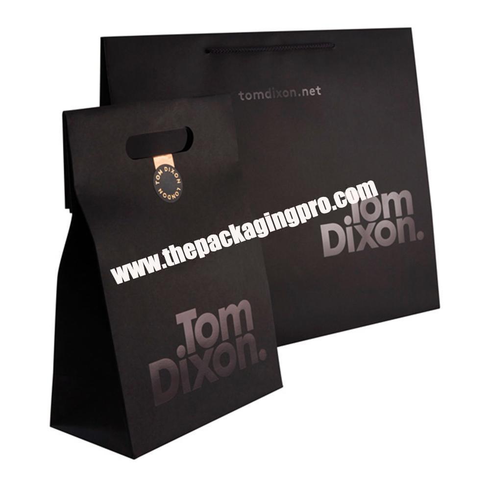 Personalized Branded Logo Luxury Black Paper Jewelry Packaging Gift Shopping Bag For Clothes Garment